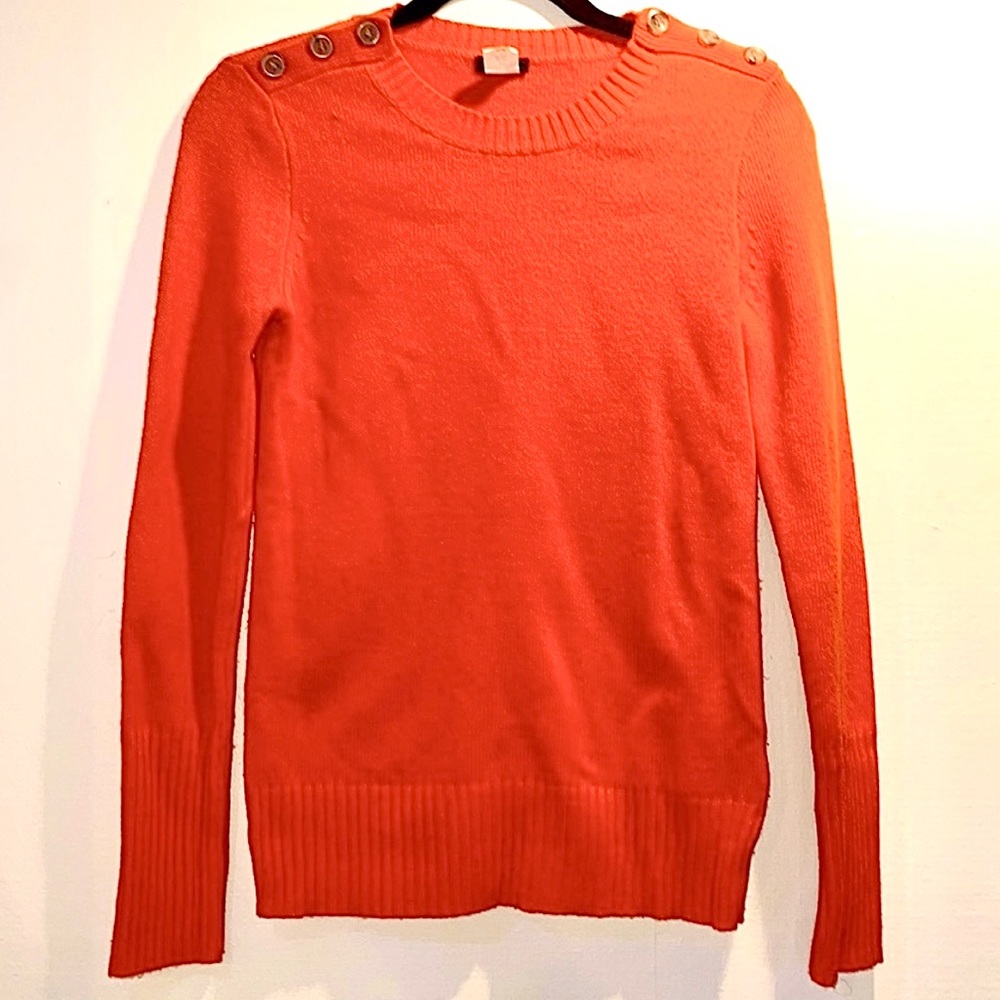 J. Crew Alexie Crewneck Sweater, Orange, XS
Buttons on shoulder. Style #: 32805